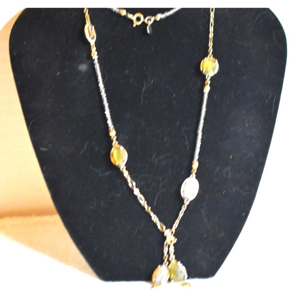 Loft Ultramodern Cut Glass Stone Silver Tone Link Chain Single Strand Necklace